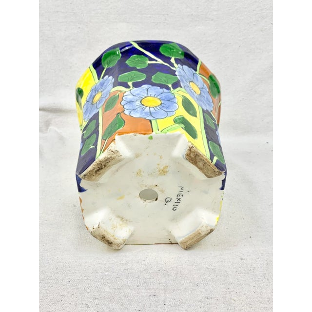 Vintage Colorful Mexican Floral Planter For Sale - Image 12 of 13