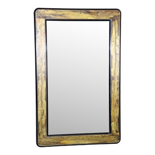 Vintage Bernhard Rohne Mastercraft Acid Etched Brass & Ebonized Mirror For Sale