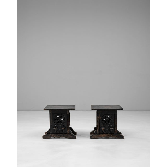 20th Century French Wood Black Patinated Stools - A Pair For Sale - Image 16 of 18