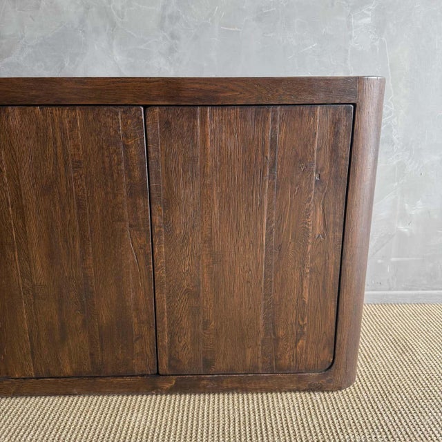 Solid Oak Sideboard or Cabinet With Push to Open Doors For Sale - Image 11 of 17
