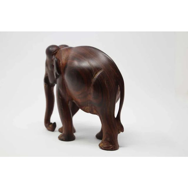 Ebony African Wood Hand Carved Elephant For Sale - Image 8 of 11
