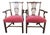 Pair of Vintage English Chippendale Style Mahogany Library Armchairs in Crimson Velvet For Sale