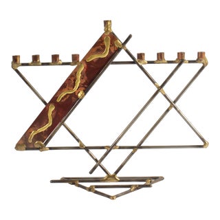 Gary Rosenthal Metal Star of David Hanukkiah Hanukkah Menorah For Sale