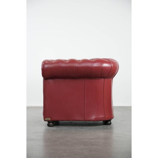 English Chesterfield 2.5 Seater Sofa and Chair in Cowhide Leather, Set of 2 For Sale - Image 17 of 18