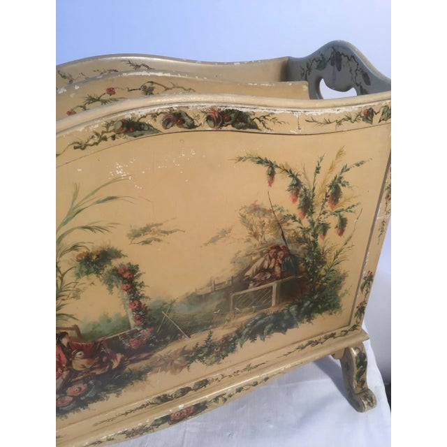 1940s 1940s Chinoiserie Hand Painted Magazine Holder For Sale - Image 5 of 13