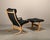 Mid-Century Modern Set of Vintage Siesta Lounge Chair and Ottoman in Naturel Oak and Black Leather by Ingmar Relling for Westnofa, 2000s For Sale - Image 3 of 18