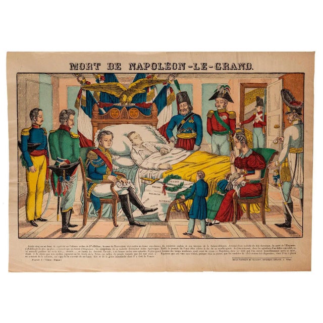 Epinal Print, Death of Napoleone Bonaparte is an original hand-colored lithograph realized by an Anonymous artist of the...