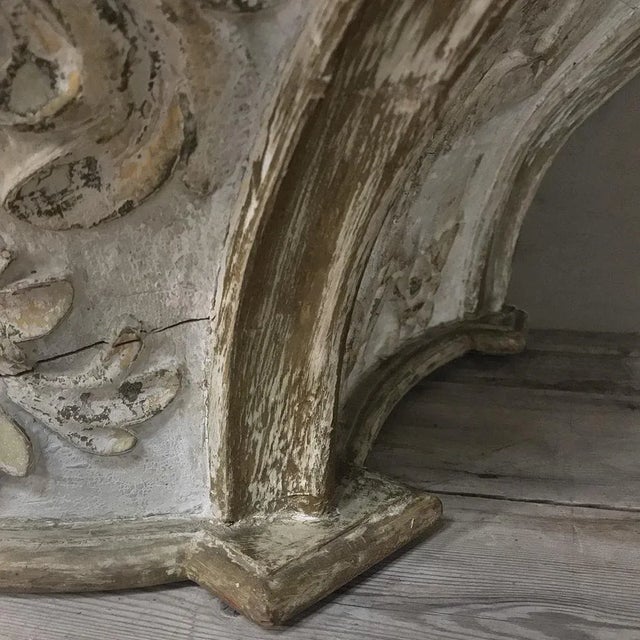 18th Century French Baroque Marble Top Painted Console ~ Pedestal For Sale - Image 10 of 12