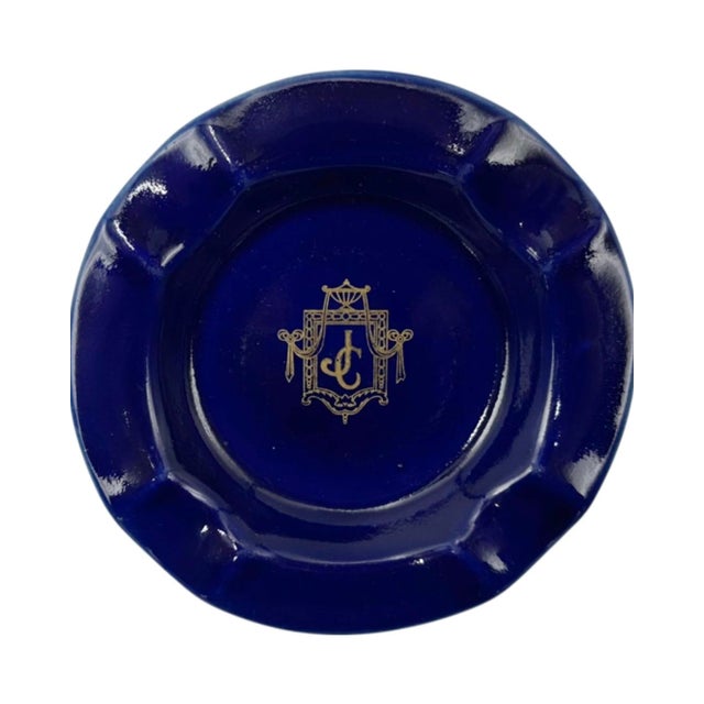 Vintage Iconic Jonathan Club Ashtray Los Angeles Cobalt Blue For Sale - Image 10 of 12