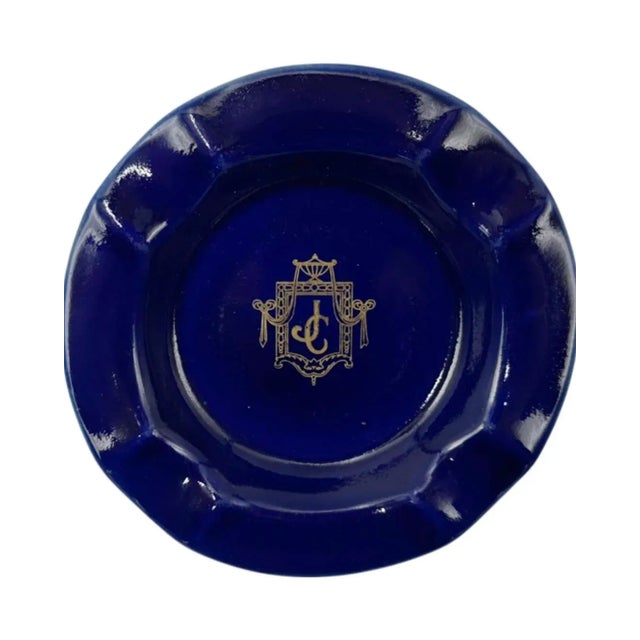 Vintage Jonathan Club Los Angeles Cobalt Blue Ashtray Dish For Sale - Image 10 of 12