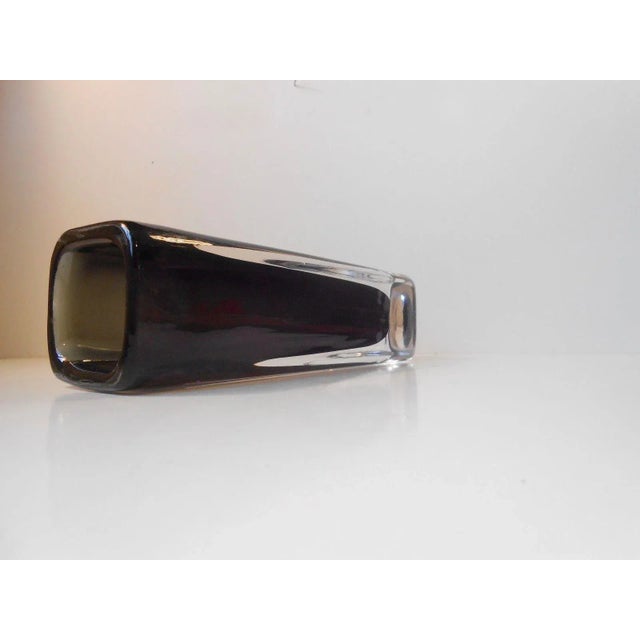 Orrefors Swedish Rectangular Black Sommerso Vase by Nils Landberg for Orrefors, 1950s For Sale - Image 4 of 8