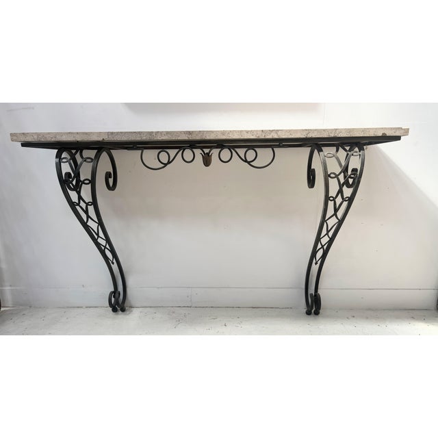Art Deco Style Console Table in Hammered Wrought Iron, 1900s For Sale - Image 10 of 14