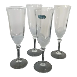 Vintage Genuine Lead Crystal Fluted Champagne Glasses Cristal d'Arques-Durand- Set of 4