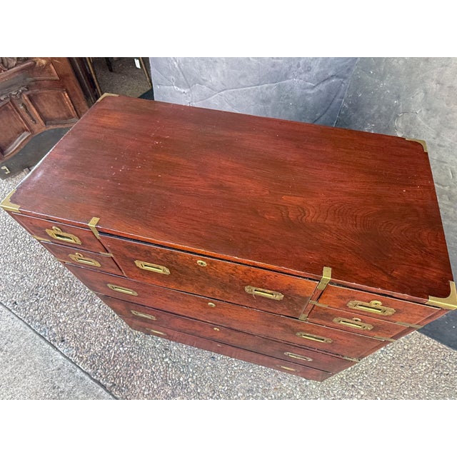 British Military Officer's Campaign Secretary Chest of Brass-Bound Mulberry Wood For Sale - Image 11 of 14