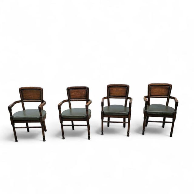 RAC Dining Chairs with Green Leather Cushions from Royal English, Set of 4 For Sale - Image 11 of 14