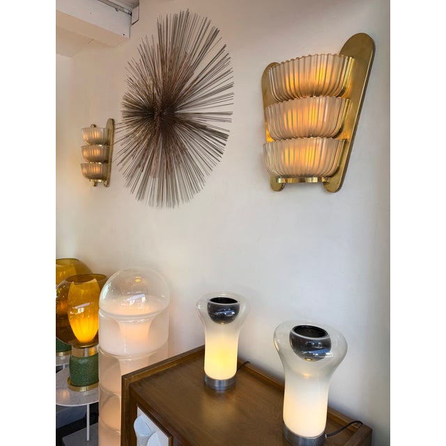 1940s Pair of Sconces Brass and Glass by Seguso. Italy, 1940s For Sale - Image 5 of 13
