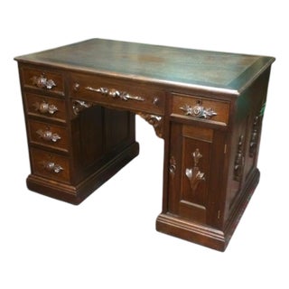 Antique Victorian Desk, Walnut Partner’s Desk For Sale