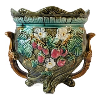 Art Nouveau Earthenware Cachepot from Onnaing, 1890s For Sale