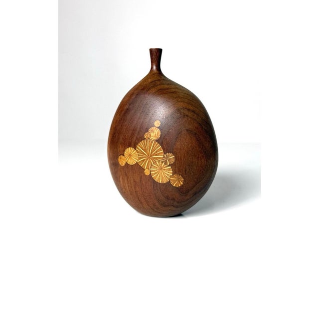 Mid-Century Modern Mid Century Modern Roger Sloan Turned Walnut Inlaid Weed Pot Twig Vase, Circa 1970s For Sale - Image 3 of 9