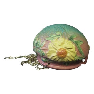 Early 20th Century Roseville hanging planter, Peony pattern For Sale