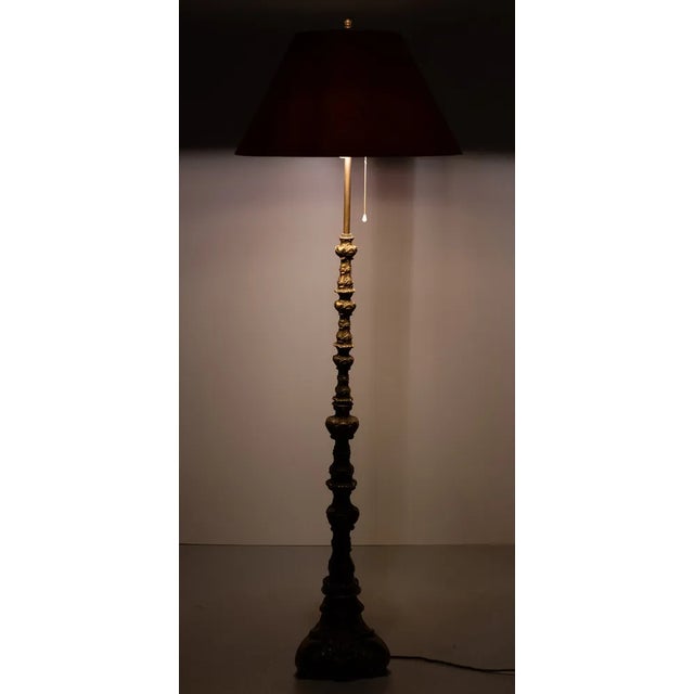Metal Baroque Revival Brass Floor Lamp, France, 1950s For Sale - Image 7 of 8