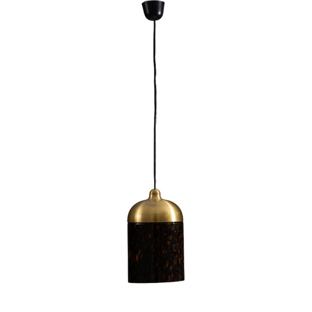 Pendant with Brass Details and Multicolor Glass from Peill & Putzler, 1970s For Sale