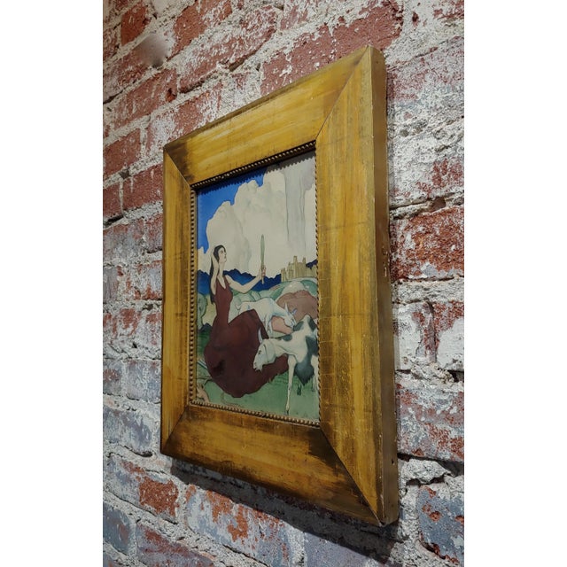 Paper 1930s Woman in a Surreal Background Painting by Paul Julian For Sale - Image 7 of 10