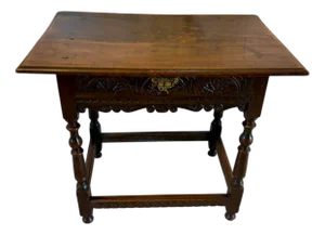 Antique Carved Oak Side Table, 1760