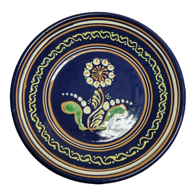 1990 Blue Westmoore Pottery Charger by D. Farrell For Sale