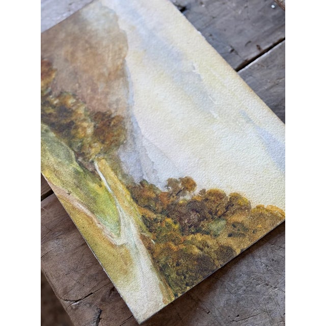 Rustic 19th Century Antique Original English Watercolor Painting, Country Road For Sale - Image 3 of 9
