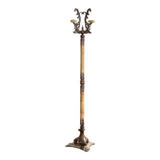 Early 20th Century French Carved Onyx & Brass Standing Hall Tree For Sale