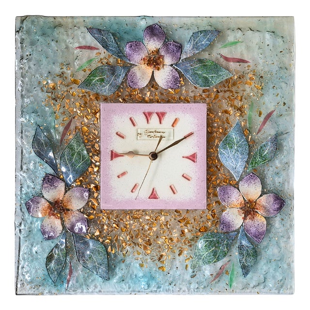 Murano Art Glass Wall Clock from Gianfranco Costantin, 1980s For Sale