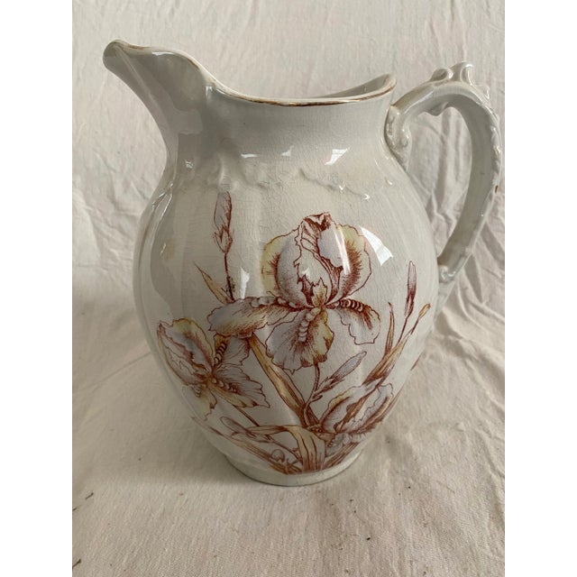 English Vintage T&r Boote England Summer Time Print Pitcher & Bowl Ceramic Set- 2 Pieces For Sale - Image 3 of 9