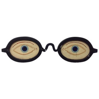 Large Antique Steel and Wood Optometry Sign For Sale