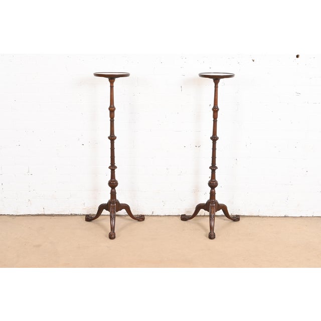 A gorgeous pair of Chippendale or Georgian style pedestal plant stands By Imperial Furniture of Grand Rapids USA, Circa...