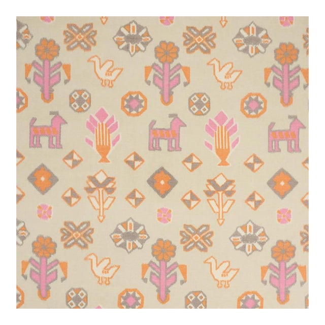 Sample - Schumacher Chuska Warp Print Fabric in Pink & Orange For Sale