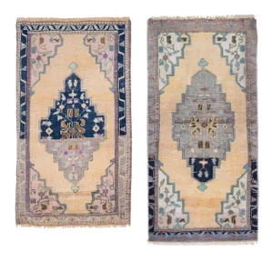 Front of Kitchen Sink Rug Hand Made Faded Mini Rug - a Pair 1'8" X 3'3"