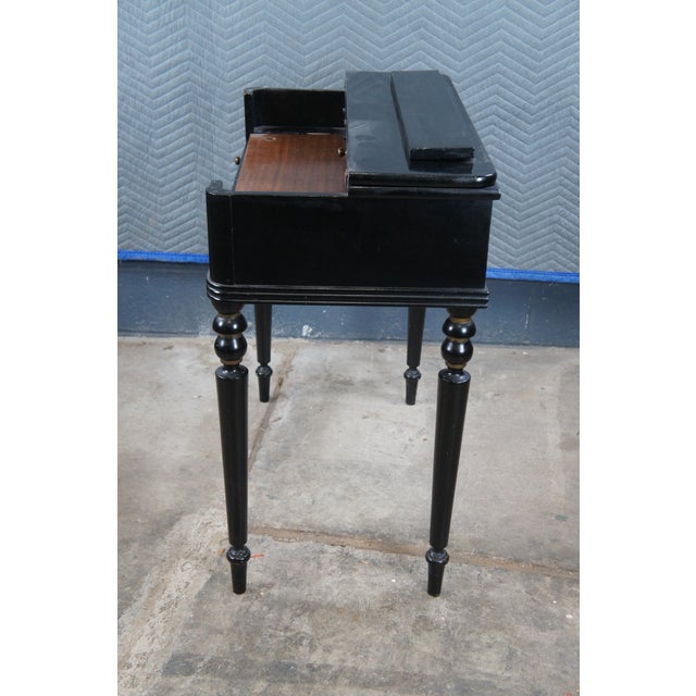 Hitchcock Style Black Lacquered Harvest Stenciled Secretary Writing Desk For Sale - Image 11 of 14