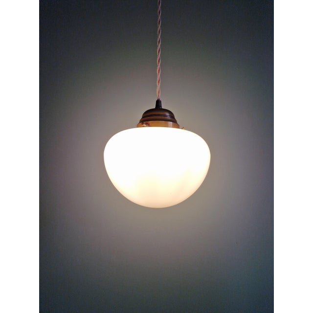 Art Deco Pendant Light in White Opaline Glass, 1930s For Sale - Image 6 of 13