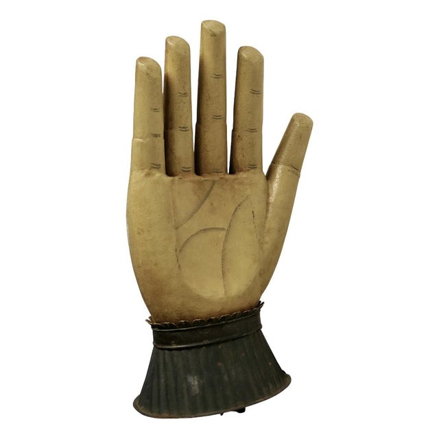 Large French Toleware Glove Makers Shop Trade Sign, 1890s For Sale - Image 9 of 9