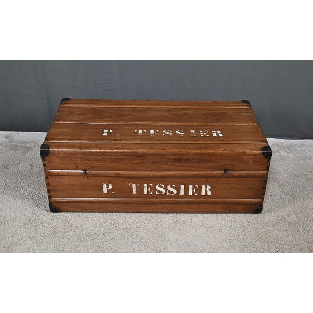 20th Century Mahogany Travel Trunk For Sale - Image 9 of 18