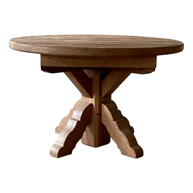 Brutalist Handcrafted Dining Table in Oak, Belgium, 1970s For Sale