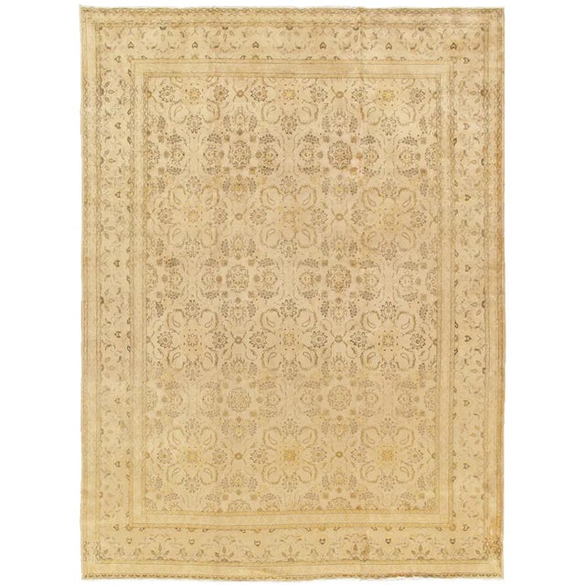 S. Antique Kashan Gold/Gold Rectangular, 10' 3" X 13' 9" For Sale