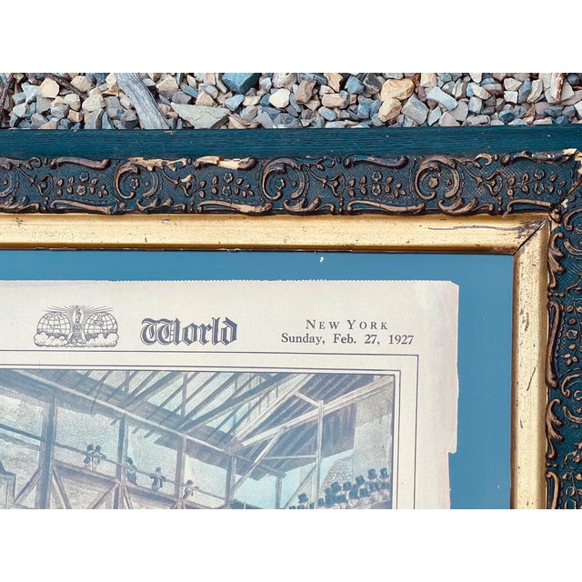 Authentic Antique Boxing Program 1926 New York World Newspaper Supplement Beautifully Presented in Period Carved Frame For Sale - Image 4 of 9