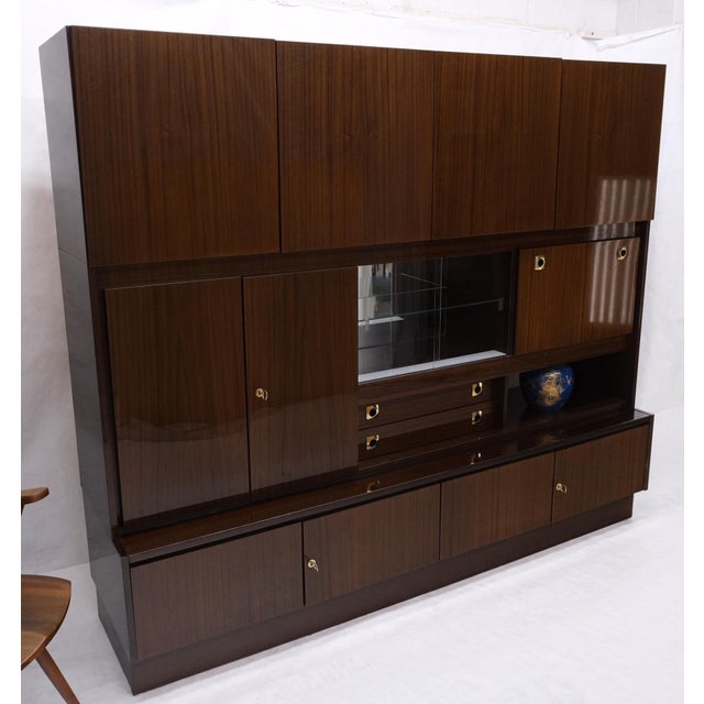 Large German Deco Mid Century Modern Lacquered Wall Unit Multi Use Cabinet NICE! For Sale - Image 11 of 18