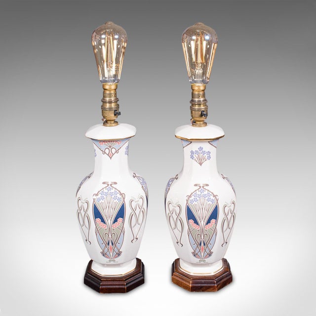 Metal Pair of Vintage Liberty London Table Lamp Bases, English, Ianthe Pattern, Light For Sale - Image 7 of 10