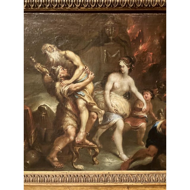 Flemish Artist, Aeneas Fleeing the Burning of Troy, 17th Century, Oil on Canvas, Framed For Sale - Image 10 of 15