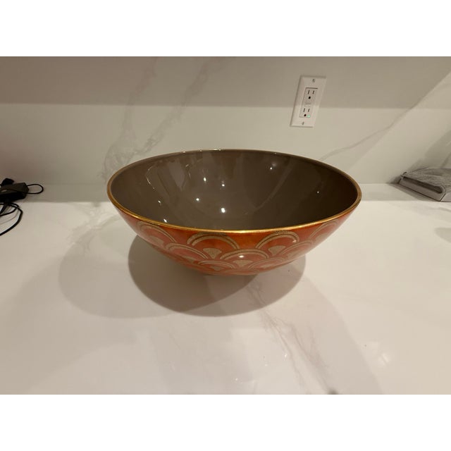 Italian L’objet Pour Fortuny “Fortuny | Venezia” Orange & Gold Serving/Decorative Bowl - Made Exclusively for Neiman Marcus For Sale - Image 3 of 7