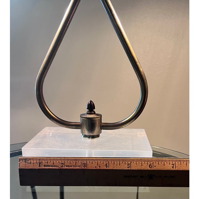 Vintage Hollywood Regency Double Gooseneck Seashell Lamp With Lucite Base For Sale In Dallas - Image 6 of 7