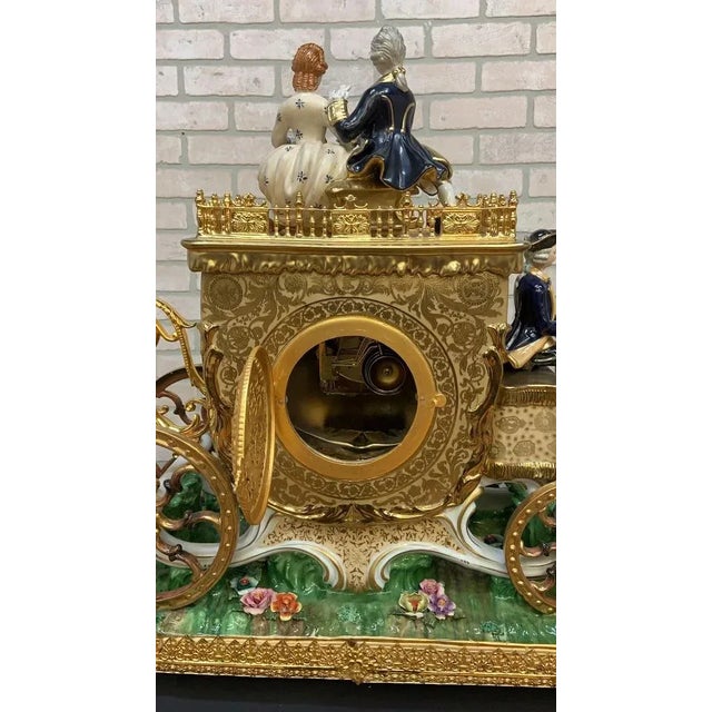 Antique Franz Hermle German Movement Capodimonte Style Vienna Porcelain Mantel Clock/Centerpiece For Sale - Image 10 of 11